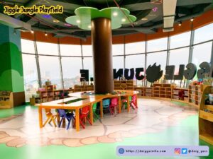 Area bermain susun, balok di Jiggle Jungle Playfield